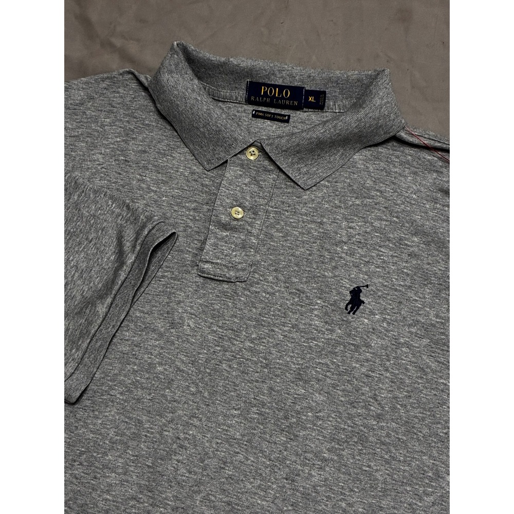 Polo Ralph Lauren Mens XL Pima Soft Touch Polo Shirt Grey Short Sleeve Pony Logo
